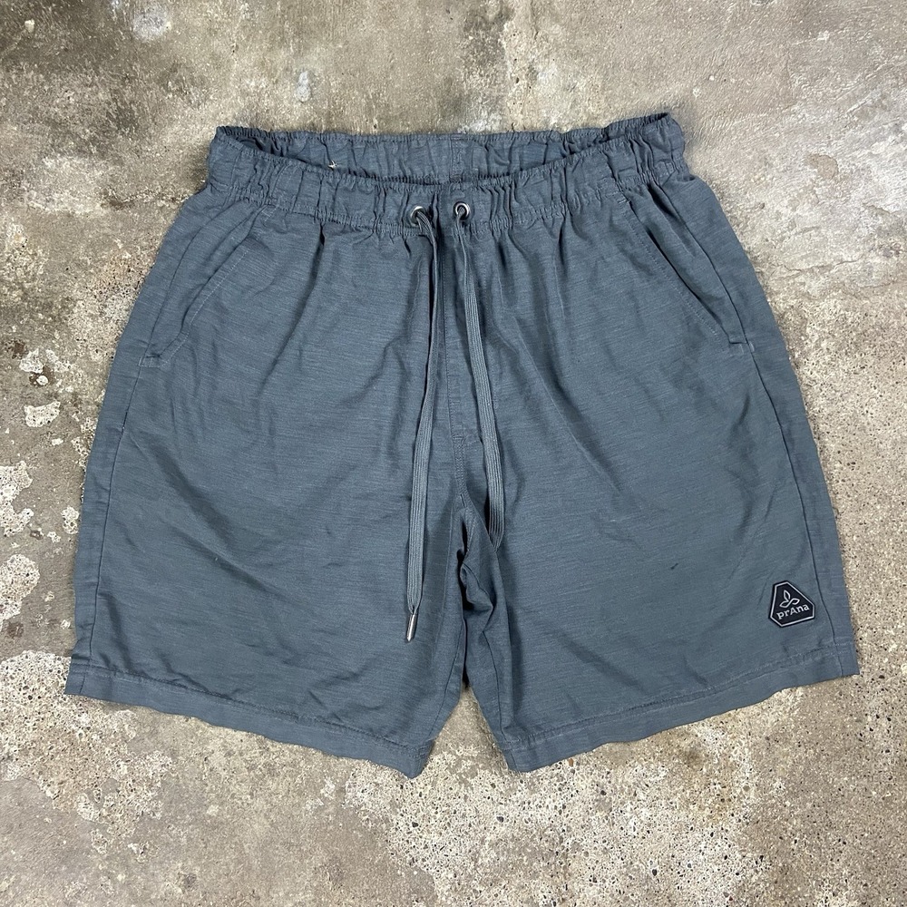 Prana Baja Shorts Men's Size Medium Gray Hemp Drawstring Athletic Outdoor Wear